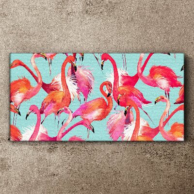 Tablou canvas Flamingo roz pe un fundal turcoaz