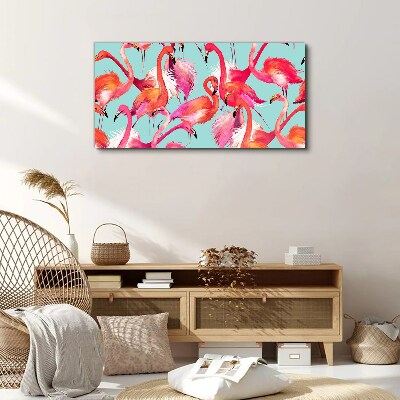 Tablou canvas Flamingo roz pe un fundal turcoaz