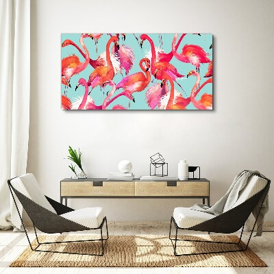 Tablou canvas Flamingo roz pe un fundal turcoaz