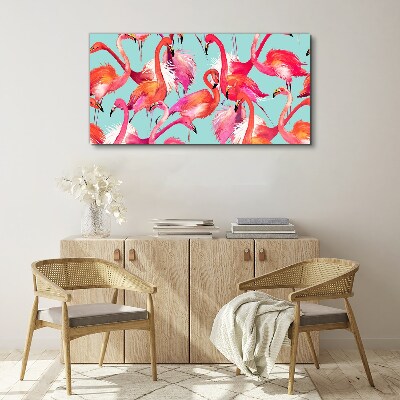 Tablou canvas Flamingo roz pe un fundal turcoaz