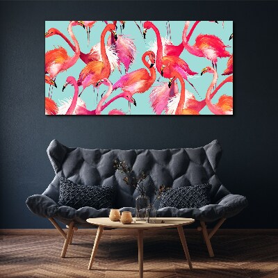 Tablou canvas Flamingo roz pe un fundal turcoaz