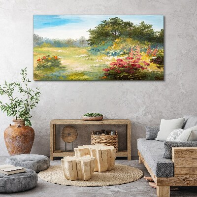 Tablou canvas peisaj cu flori de pădure
