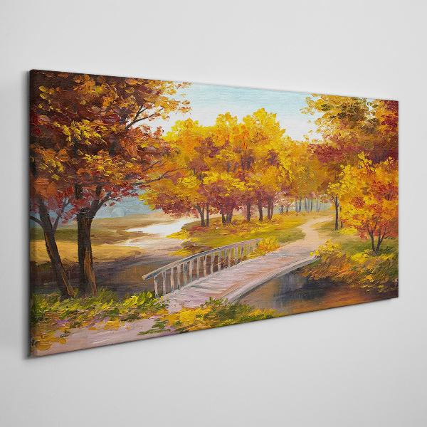 Tablou canvas Podul de aur în parc de toamnă