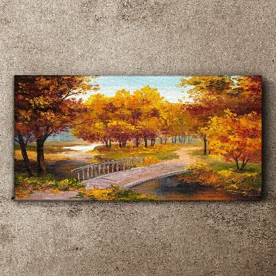 Tablou canvas Podul de aur în parc de toamnă