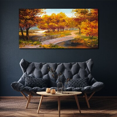 Tablou canvas Podul de aur în parc de toamnă