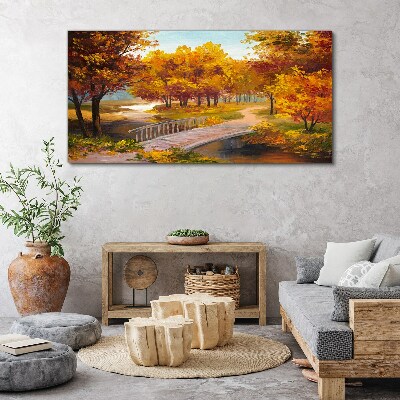 Tablou canvas Podul de aur în parc de toamnă