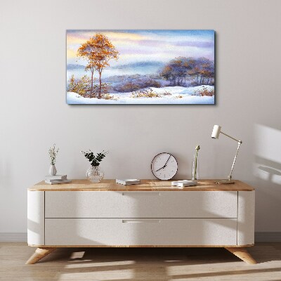 Tablou canvas Peisaj de iarnă cu copaci