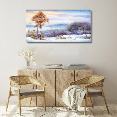 Tablou canvas Peisaj de iarnă cu copaci