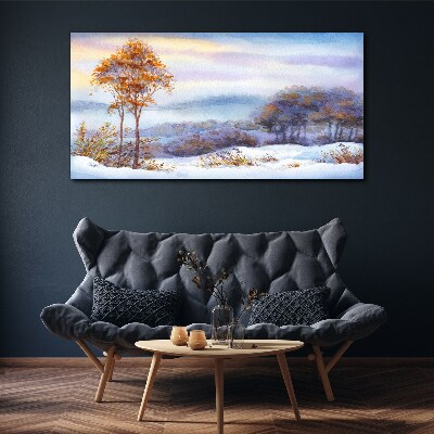 Tablou canvas Peisaj de iarnă cu copaci