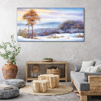 Tablou canvas Peisaj de iarnă cu copaci