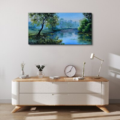 Tablou canvas Un peisaj liniștit lângă râu
