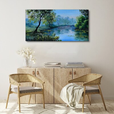 Tablou canvas Un peisaj liniștit lângă râu