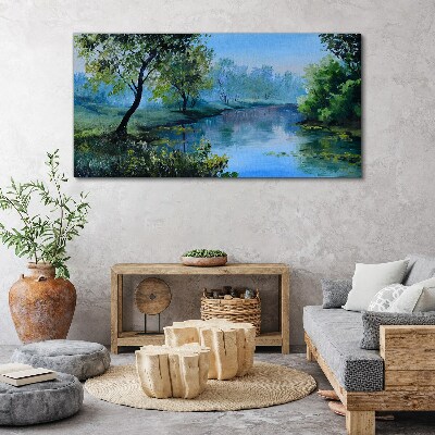 Tablou canvas Un peisaj liniștit lângă râu