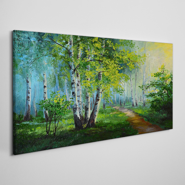 Tablou canvas Pădure verde în ceața dimineții