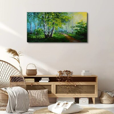Tablou canvas Pădure verde în ceața dimineții