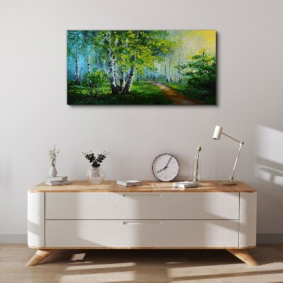 Tablou canvas Pădure verde în ceața dimineții