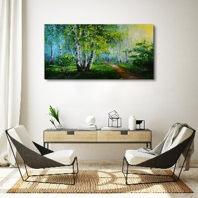 Tablou canvas Pădure verde în ceața dimineții