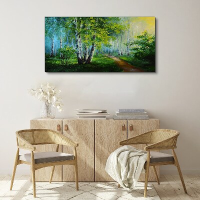 Tablou canvas Pădure verde în ceața dimineții