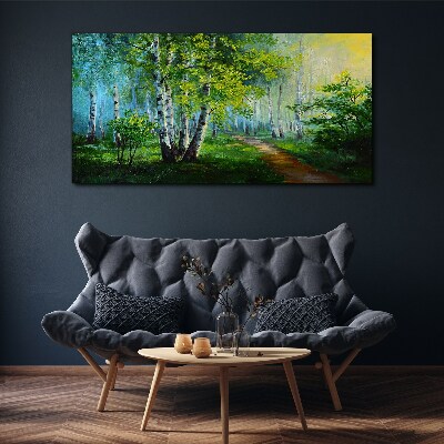 Tablou canvas Pădure verde în ceața dimineții