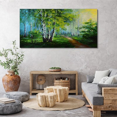 Tablou canvas Pădure verde în ceața dimineții