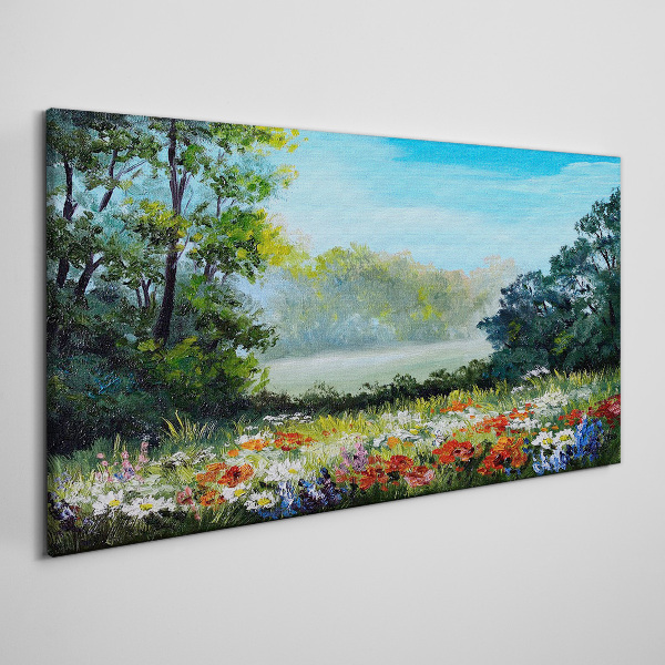 Tablou canvas Un peisaj de flori în soarele de vară