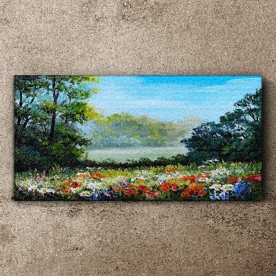 Tablou canvas Un peisaj de flori în soarele de vară