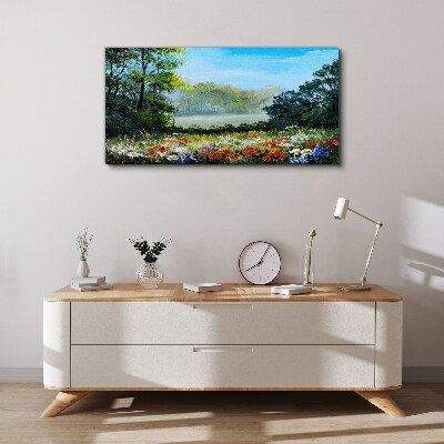 Tablou canvas Un peisaj de flori în soarele de vară