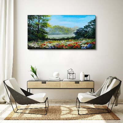 Tablou canvas Un peisaj de flori în soarele de vară