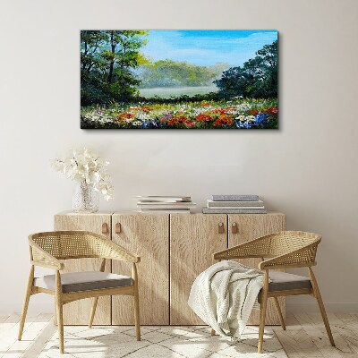 Tablou canvas Un peisaj de flori în soarele de vară