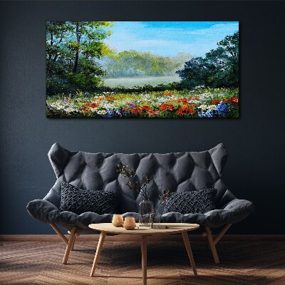 Tablou canvas Un peisaj de flori în soarele de vară