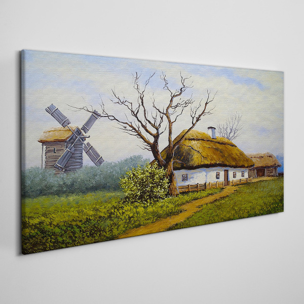 Tablou canvas Peisaj rural cu o moară de vânt