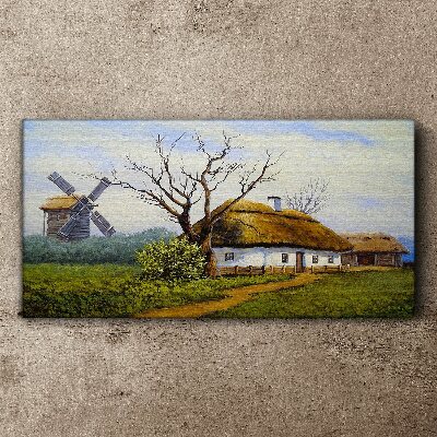 Tablou canvas Peisaj rural cu o moară de vânt