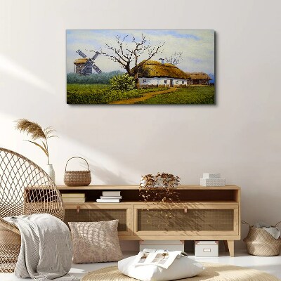 Tablou canvas Peisaj rural cu o moară de vânt