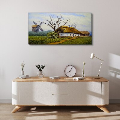 Tablou canvas Peisaj rural cu o moară de vânt