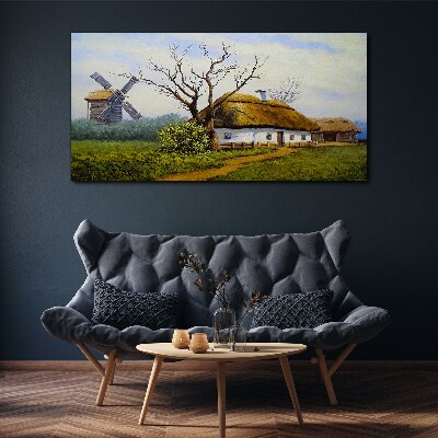 Tablou canvas Peisaj rural cu o moară de vânt