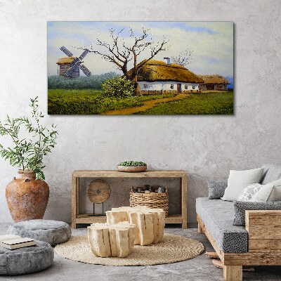 Tablou canvas Peisaj rural cu o moară de vânt
