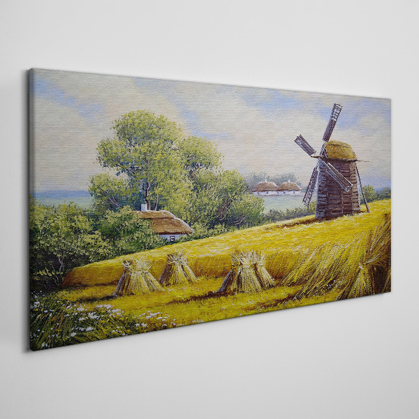 Tablou canvas Peisaj rural cu o moară de vânt