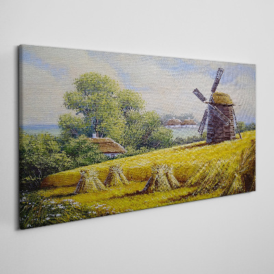 Tablou canvas Peisaj rural cu o moară de vânt