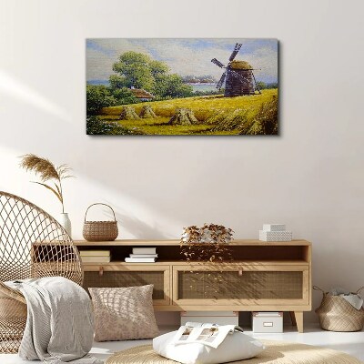 Tablou canvas Peisaj rural cu o moară de vânt