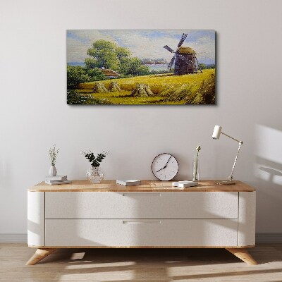 Tablou canvas Peisaj rural cu o moară de vânt