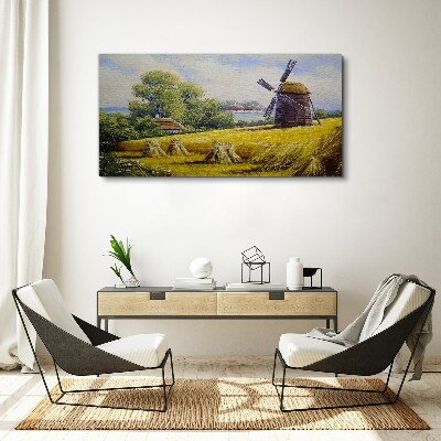 Tablou canvas Peisaj rural cu o moară de vânt