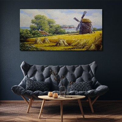 Tablou canvas Peisaj rural cu o moară de vânt