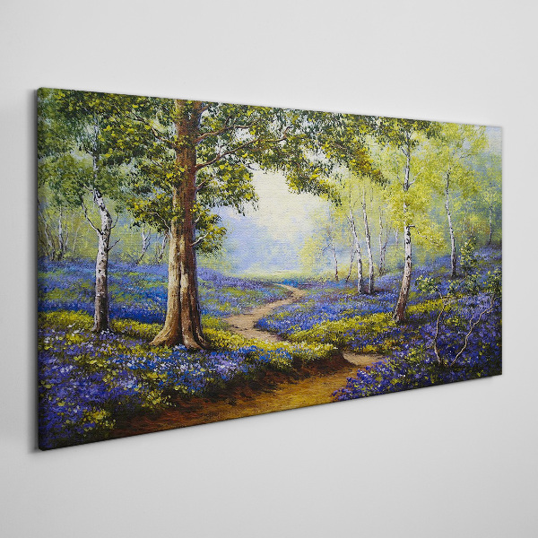 Tablou canvas O alee cu flori într-un peisaj de pădure