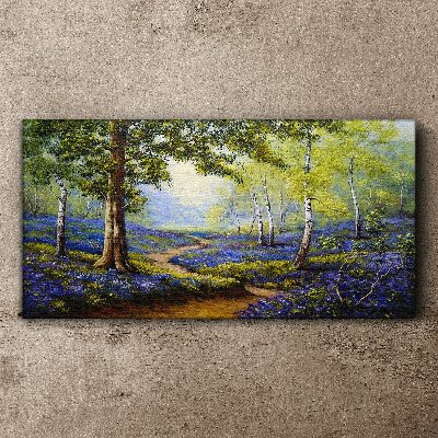 Tablou canvas O alee cu flori într-un peisaj de pădure