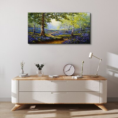 Tablou canvas O alee cu flori într-un peisaj de pădure