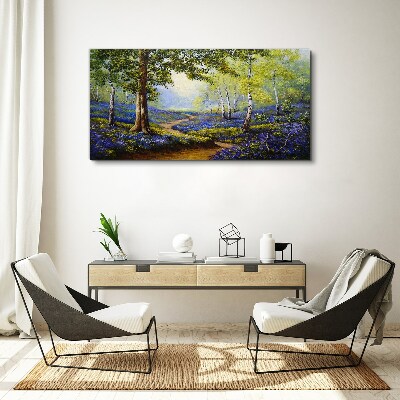 Tablou canvas O alee cu flori într-un peisaj de pădure