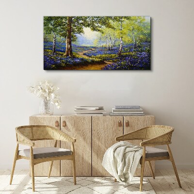 Tablou canvas O alee cu flori într-un peisaj de pădure