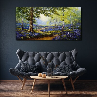 Tablou canvas O alee cu flori într-un peisaj de pădure