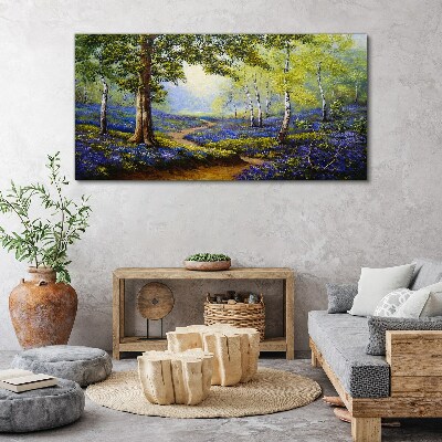 Tablou canvas O alee cu flori într-un peisaj de pădure