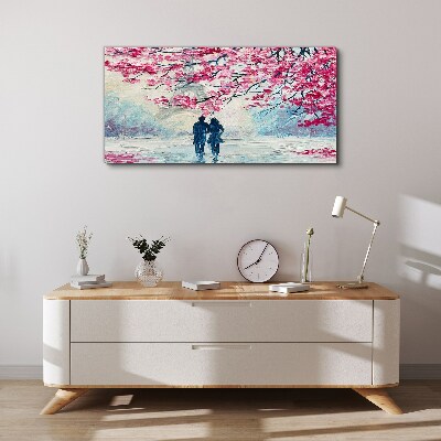 Tablou canvas O plimbare de primăvară sub copacii înfloriți